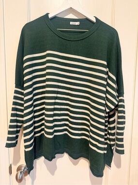 Mersea Catalina Sweater Green & White Striped OS